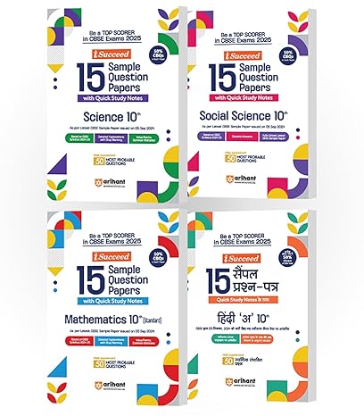 CBSE i-Succeed Sample Question Papers for Class 10th | Science, Social Science, Mathematics (Standard) & Hindi A Class 10th | Set of 4 books